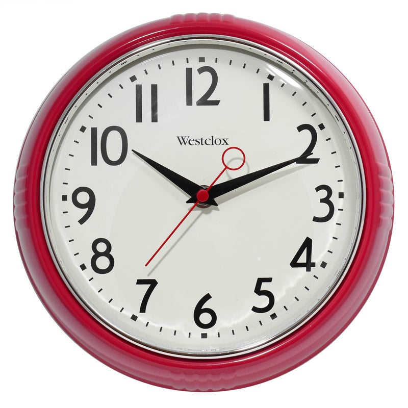 Westclox Retro 1950 Kitchen Wall Clock, 9.5-Inch, Red - Image 5